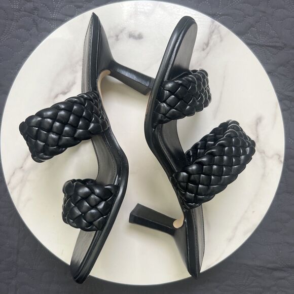 Michael Kors Amelia Mule Black Leather Sandal Heel SZ 9M Summer Resort Chic Cute - Picture 3 of 13